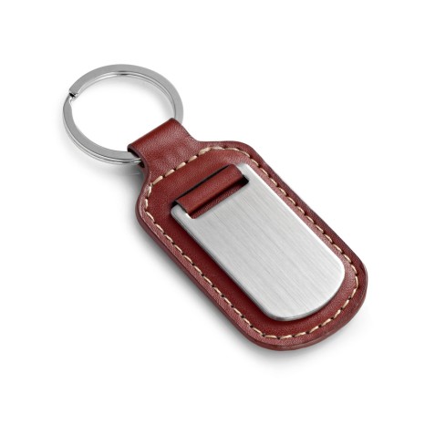 Chaveiro de Couro com Placa de Metal