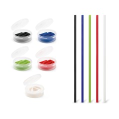 Canudo Reutilizável Dobrável de Silicone com Estojo Plástico Personalizado para Brinde
