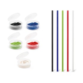 Canudo Reutilizável Dobrável de Silicone com Estojo Plástico Personalizado para Brinde