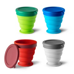 Copo de viagem em silicone com tampa em PP (240 mL) brinde