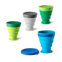 Copo de viagem em silicone com tampa em PP (400 mL) promocional
