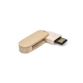 Pen drive madeira oval 4 gb giratório  com logotipo