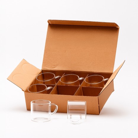 Kit Xícaras de Vidro 6 Peças com Logotipo