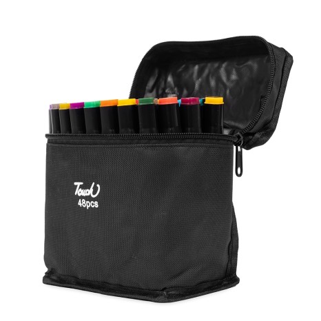 Kit Canetas Marcadoras Pontas Duplas 48 Cores Personalizado