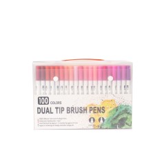 Kit Canetinhas Ponta Dupla com 100 Cores para Empresas