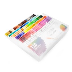 Kit Canetinhas Ponta Dupla 120 Cores Personalizado