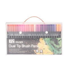 Kit Canetinhas Ponta Dupla 72 Cores com Logotipo