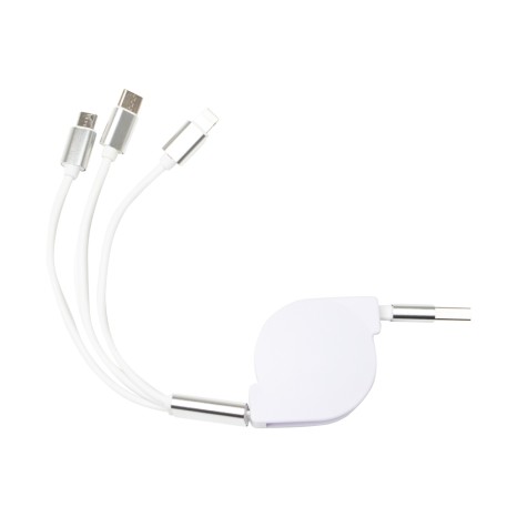 Cabo usb retrátil 3 em 1 promocional