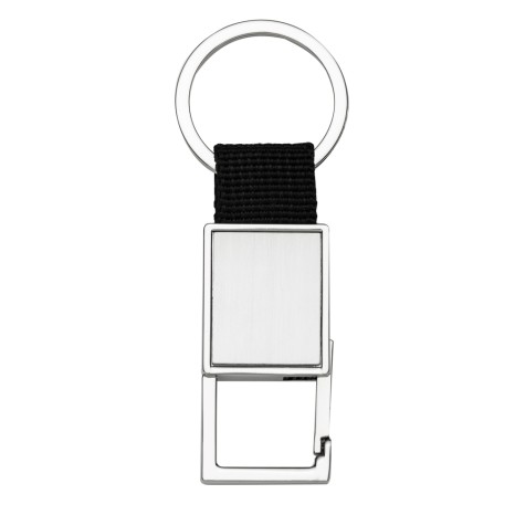 Chaveiro Metal Retangular com Nylon Preto Personalizado