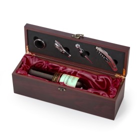 Kit Vinho Caixa de Madeira 4 Peças Porta Garrafa Personalizado