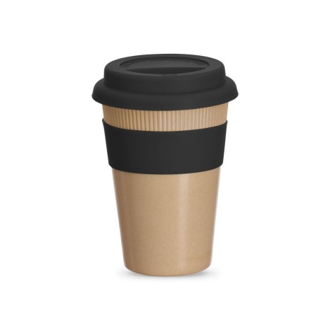 Copo Fibra Bambu com Tampa 450Ml com Logotipo