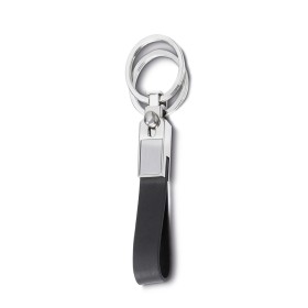 Chaveiro de metal e couro com 2 argolas  para brinde