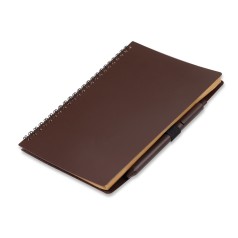 Caderno para anot. com caneta fibra de cafe com logotipo