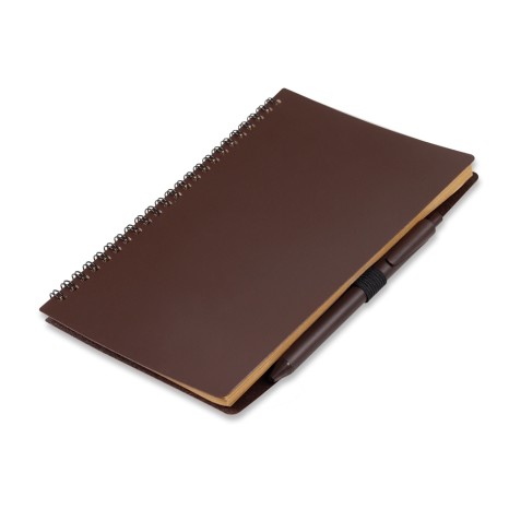 Caderno para anot. com caneta fibra de cafe com logotipo