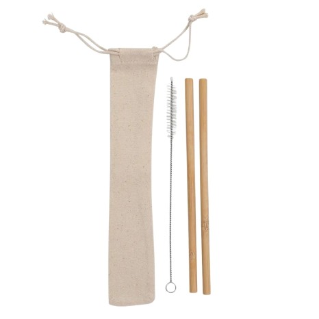 Kit Canudos de Bambu com Escova de Limpeza para Brinde
