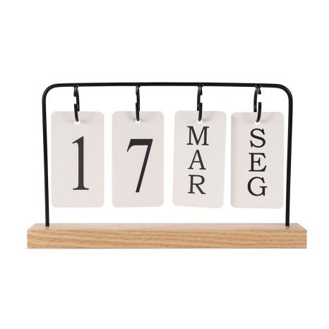 Calendário Madeira com Alça Metal com Logotipo