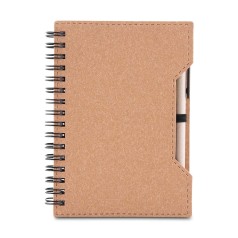 Caderno de papelão com caneta personalizado