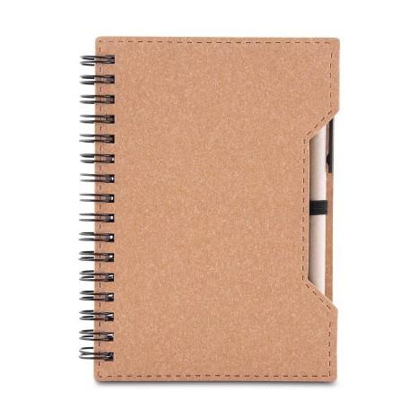 Caderno de papelão com caneta personalizado