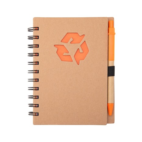 Caderno ecológico com caneta para brinde