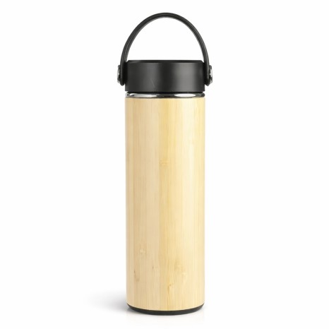 Garrafa térmica bambu 400ml com logotipo