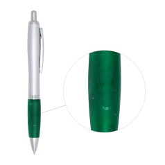 Caneta plástica com det emborrachado personalizado