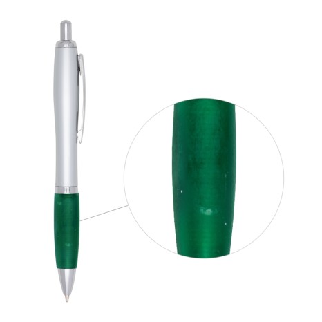 Caneta plástica com det emborrachado personalizado